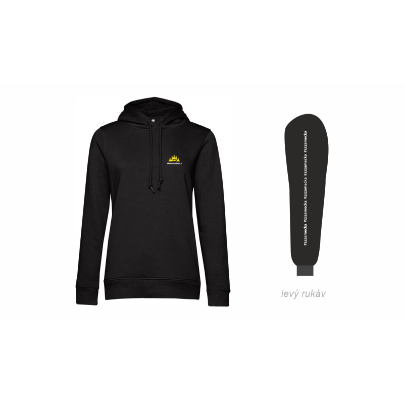 Černá dámská mikina s kapucí s logem školy