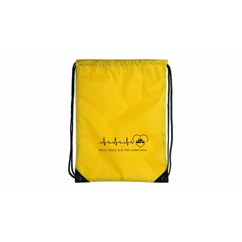 Žlutý stahovací vak "Moje srdce bije pro Zámeckou"